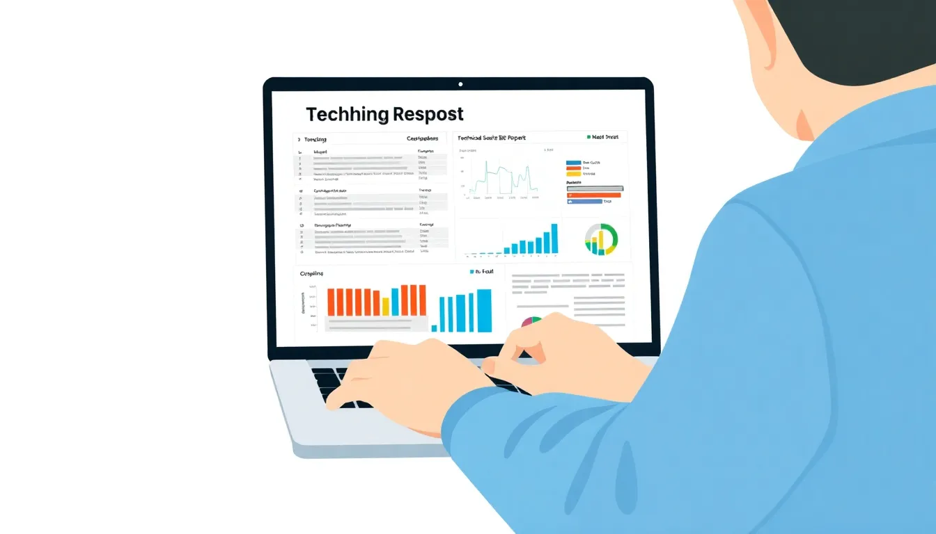 Person reviewing a technical SEO audit report on a laptop screen