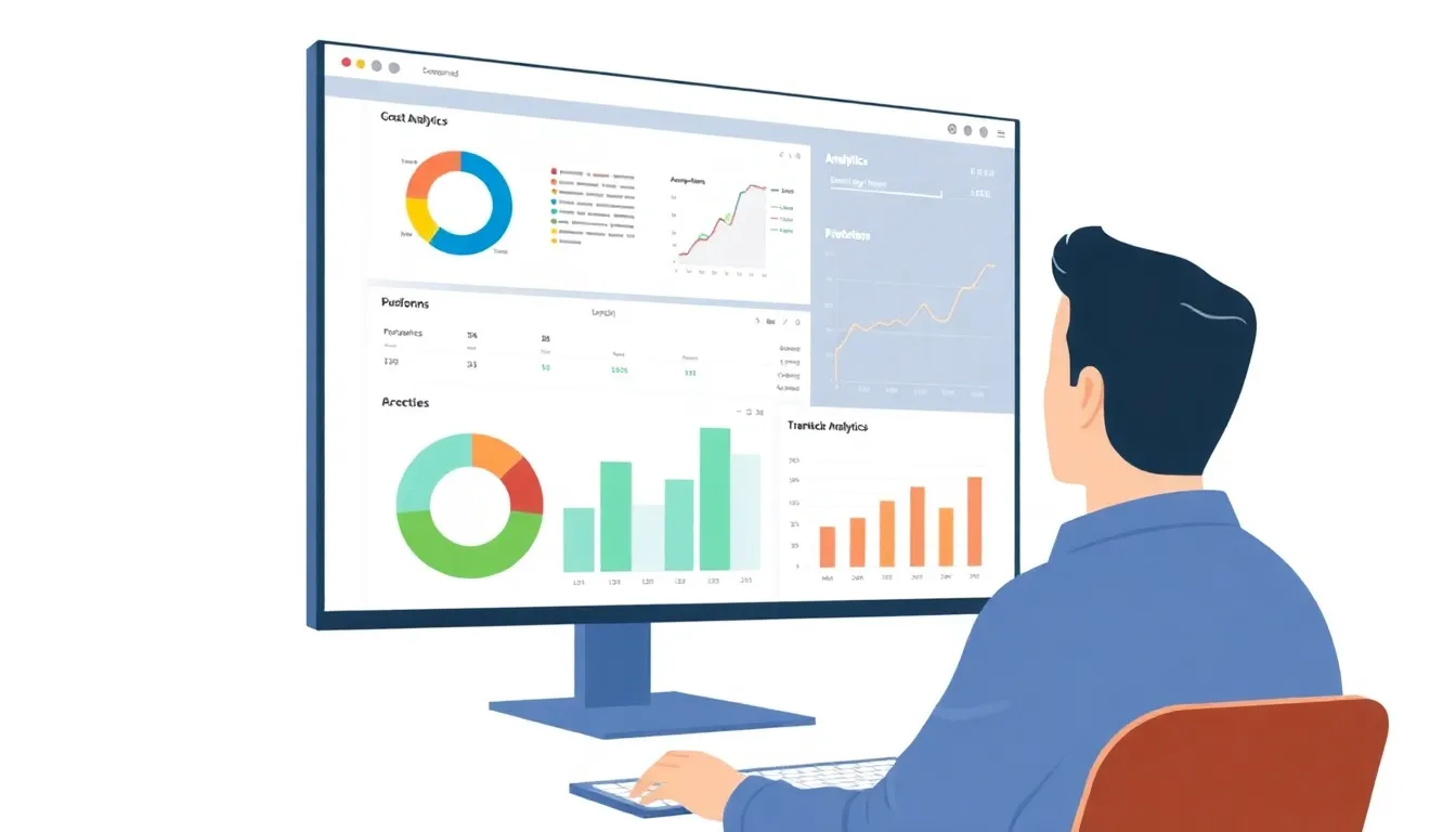 Person reviewing website analytics dashboard on large monitor