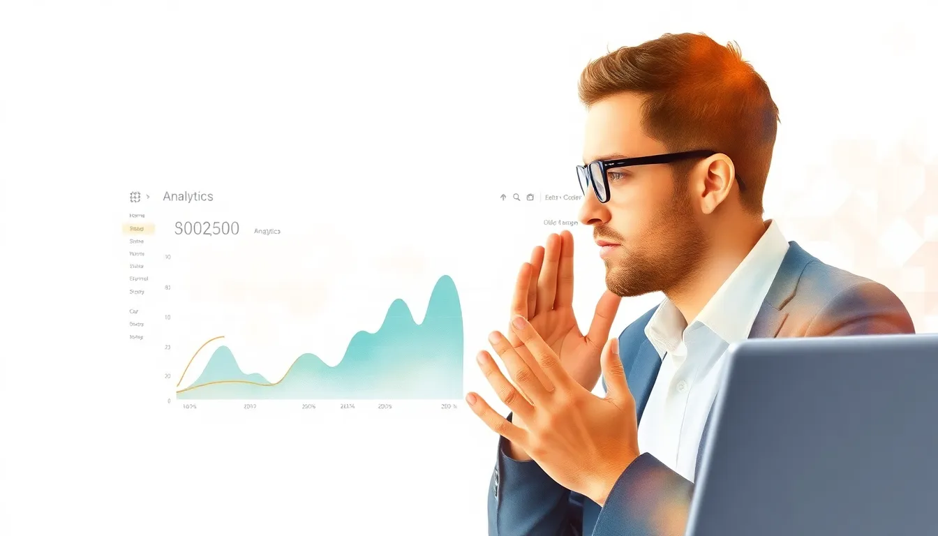 Marketer reacting to analytics dashboard showing sudden SEO traffic drop