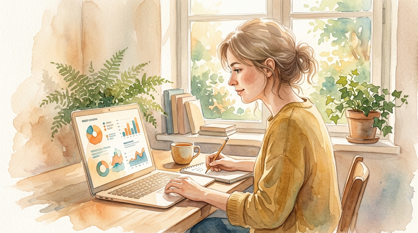 Person reviewing website performance metrics on a laptop screen