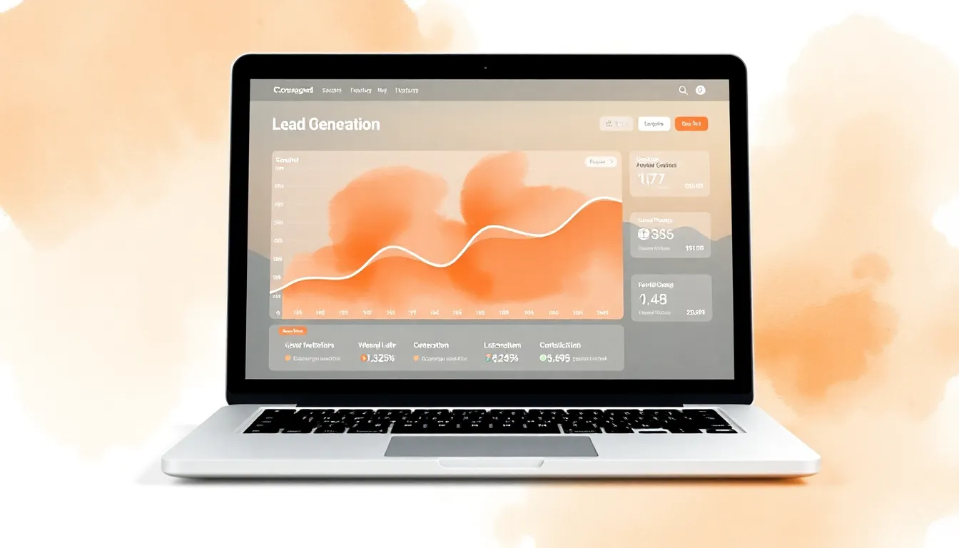 Laptop showing dashboard comparison of three lead generation tools side-by-side