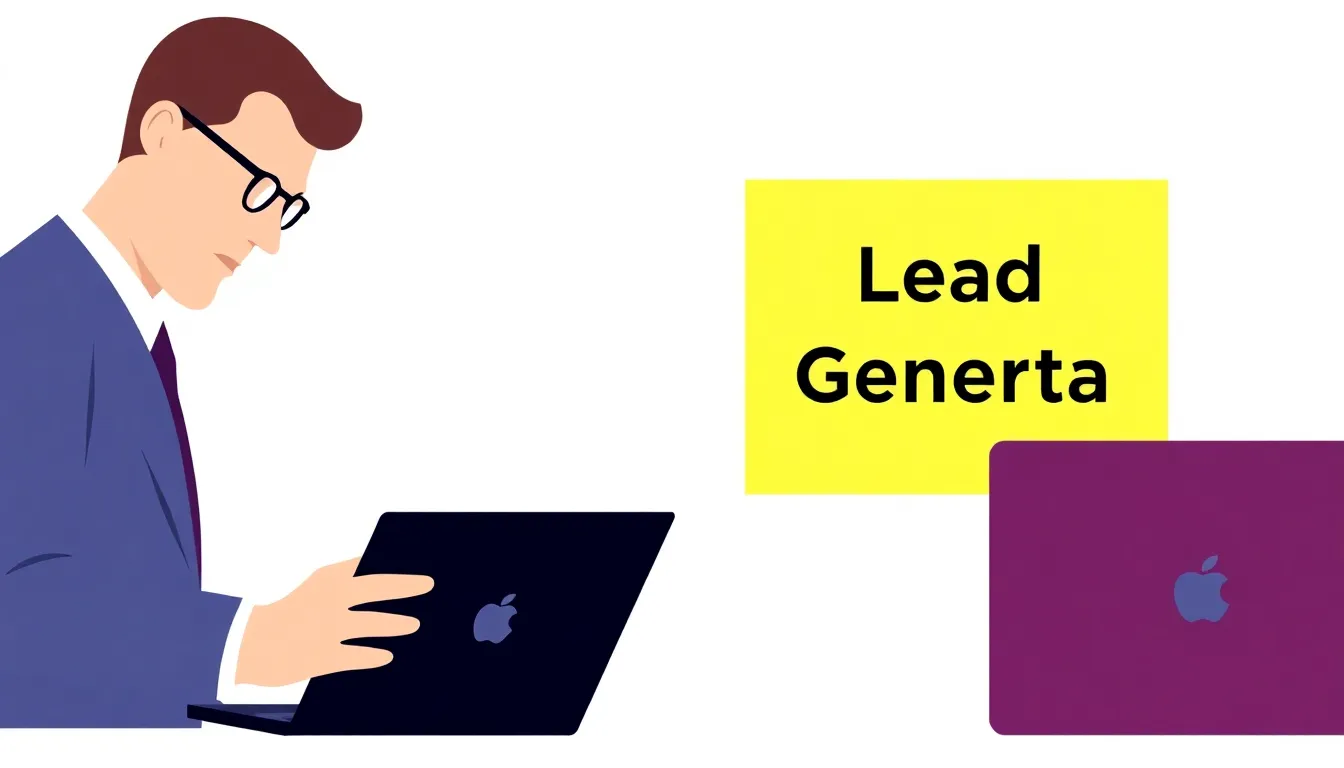 Business leader looking at two laptops comparing lead generation dashboards