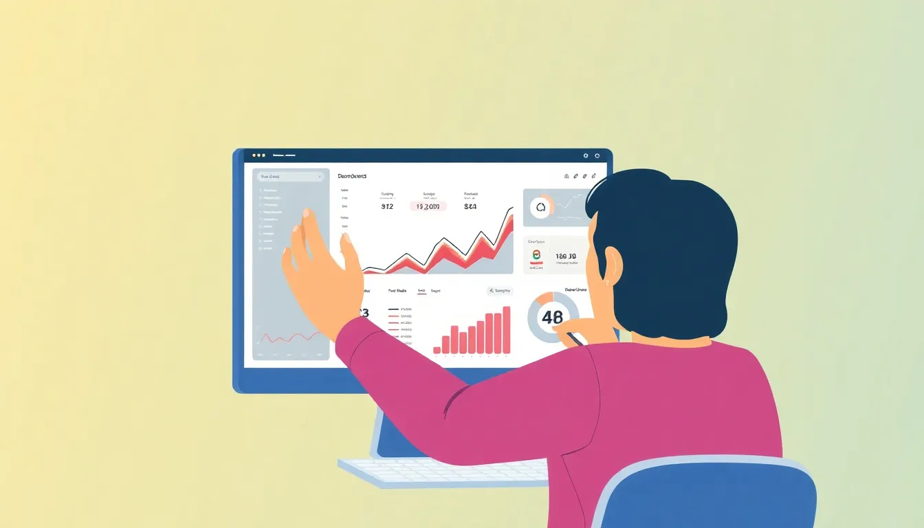 Person analyzing SEO dashboard with AI-generated traffic analytics on screen