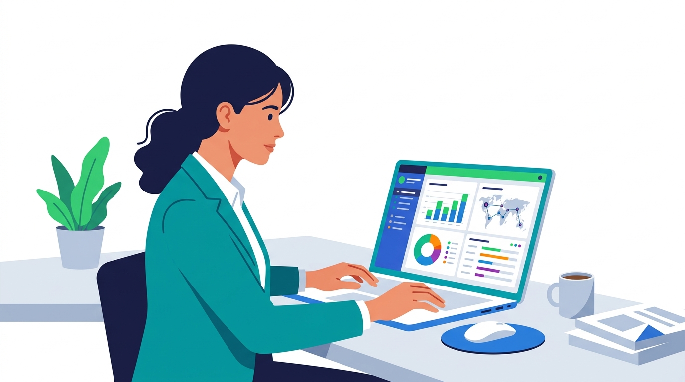 Person reviewing a laptop screen with live lead data dashboard