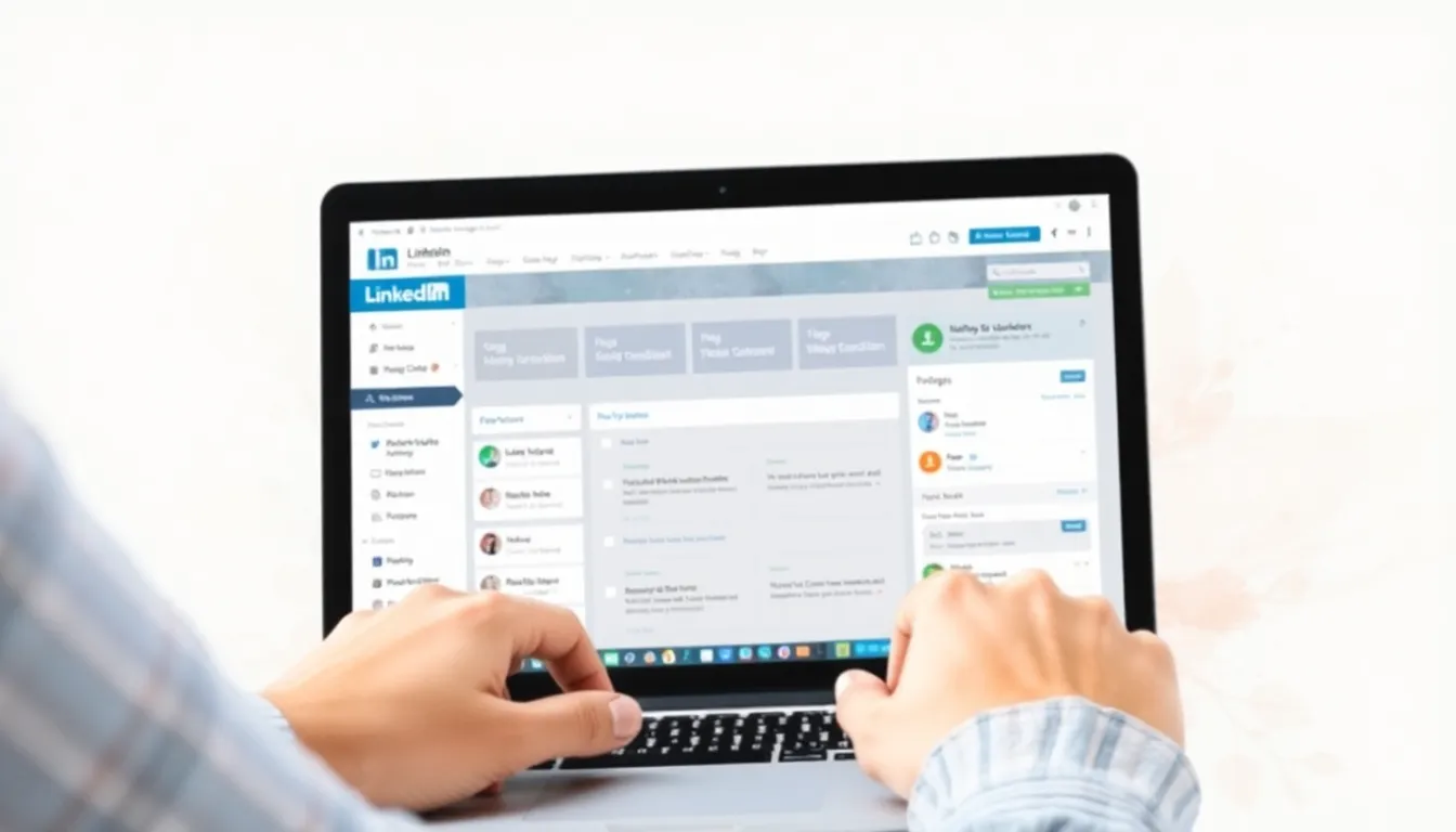 Person reviewing LinkedIn scheduling dashboard on a laptop